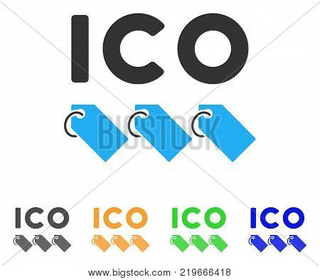 Ico Tokens icon. Vector illustration style is a flat iconic ico tokens symbol with grey, green, blue, yellow color variants. Designed for web and software interfaces.