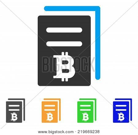 Bitcoin Price Copy icon. Vector illustration style is a flat iconic bitcoin price copy symbol with gray, green, blue, yellow color versions. Designed for web and software interfaces.