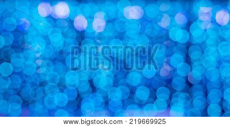 Christmas Led Lights In The Form Of Flowers, Blue Bokeh, Selected Focus