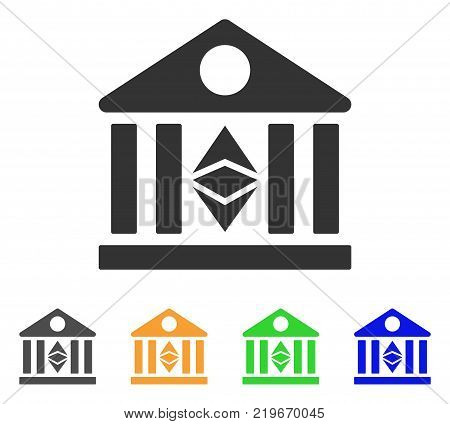 Classic Ethereum Bank icon. Vector illustration style is a flat iconic classic ethereum bank symbol with gray, green, blue, yellow color versions. Designed for web and software interfaces.