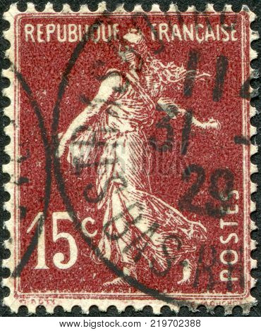 FRANCE - CIRCA 1926: A stamp printed in France depicts a sower circa 1926