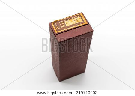 Bangkok, Thailand - Dec 23, 2017: Vintage Packaging Of Dunhill Pipe Isolated On White Background.