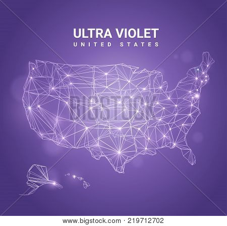 Ultra violet abstract map of USA - high quality abstract vector background
