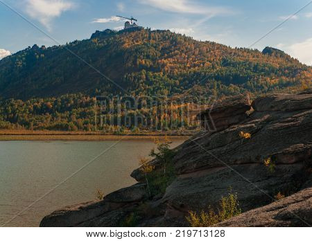 Beauty view on Kolyvan lake - a lake at the foot of the northern slope of the Kolyvan Ridge in the Altai Territory of Russia