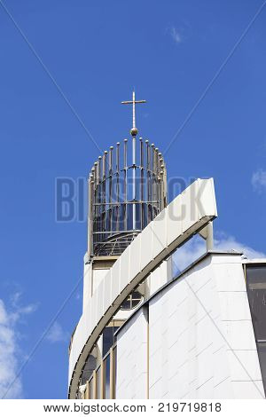 KRAKOW POLAND - JUNE 30 2017: Divine Mercy Sanctuary in Lagiewniki. It is a sacral complex associated with the life and activity of Saint Faustyna Kowalska.