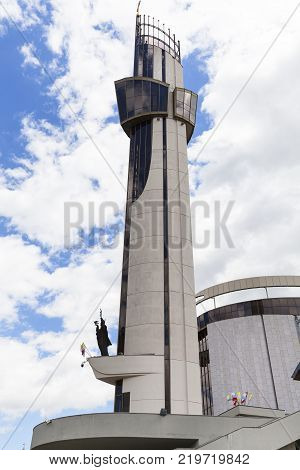 CRACOW POLAND - JUNE 30 2017: Divine Mercy Sanctuary in Lagiewniki. It is a sacral complex associated with the life and activity of Saint Faustyna Kowalska.
