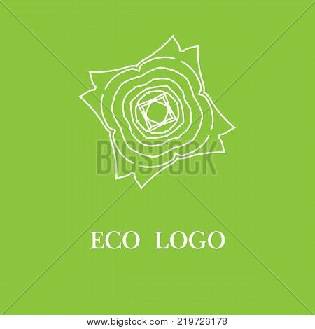 Vector template for logotype design and emblem with stylized flower - icon for yoga studios, holistic medicine centers, natural cosmetics.