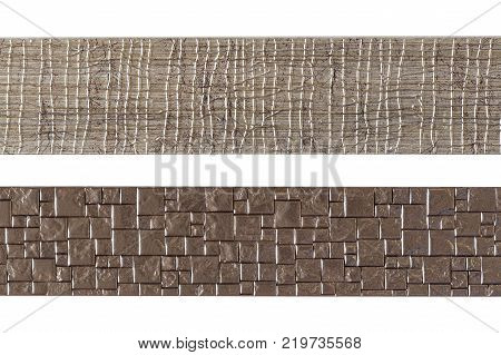Wooden skirting boards isolated on white background clipping path.