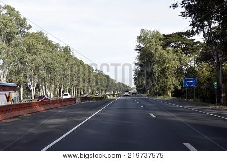 Manila, Philippines, December 12, 2017, Road From Manila To Baguio City View With Car