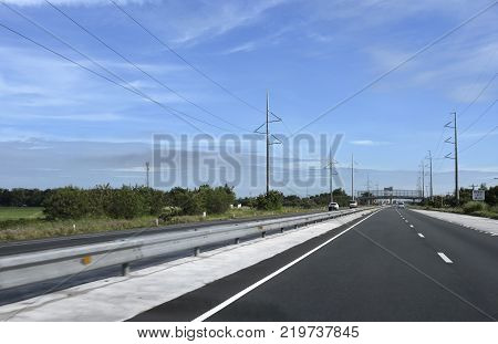 Manila, Philippines, December 12, 2017, Road From Manila To Baguio City View With Car