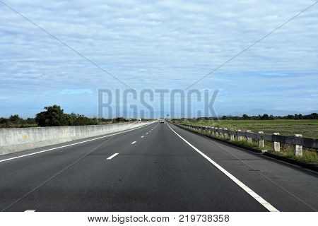 Manila, Philippines, December 12, 2017, Road From Manila To Baguio City View With Car