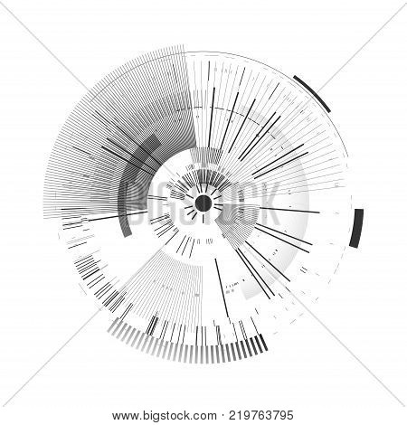 Futuristic interface element. Technology circle. Digital futuristic user interface. HUD. Sci fi futuristic template isolated on white background. Abstract vector illustration.