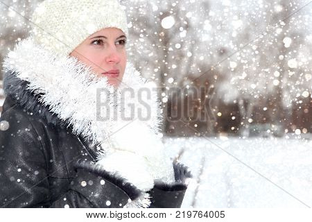 Portrait Of The Young Woman Up To Shoulders At A Wall