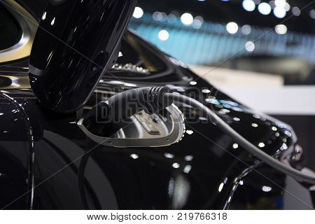 The Electric Vehecle ( EV ) charger ; selective focus