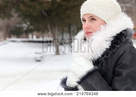 Portrait Of The Young Woman Up To Shoulders At A Wall