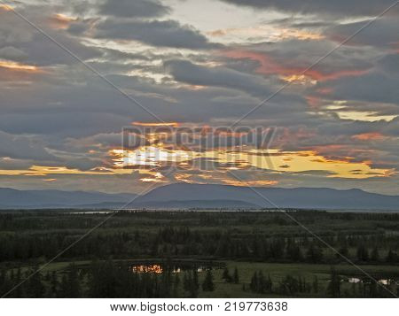 Landscape of the sunset. Beautiful sky. The colors of sunset