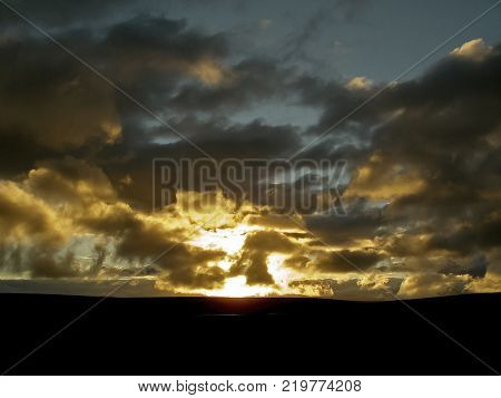 Landscape of the sunset. Beautiful sky. The colors of sunset