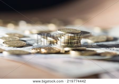 coins and dollars . Photos in the studio