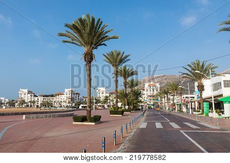 Agadir, Morocco - December 15, 2017 :agadir Seafront Promenade, Is A Major City In Morocco Located O