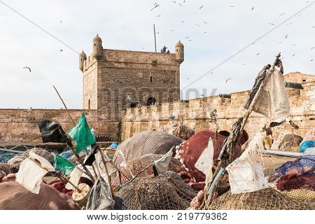 Sqala Du Port, A Defensive Tower At The Fishing Port Of Essaouira, Morocco