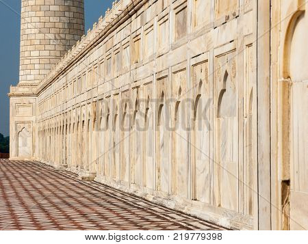 Particular of the Taj Mahal in the Indian city of Agra