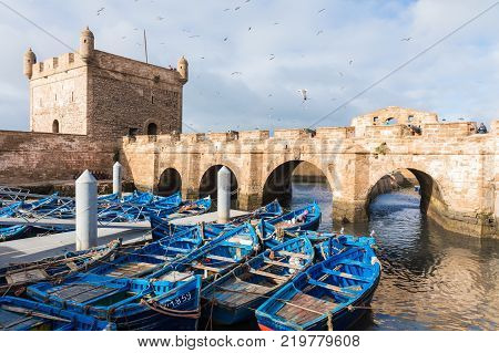 Sqala Du Port, A Defensive Tower At The Fishing Port Of Essaouira, Morocco