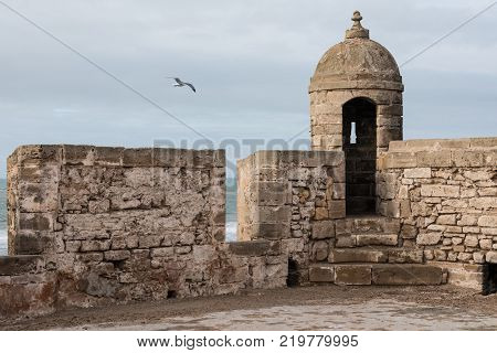 Sqala Du Port, A Defensive Tower At The Fishing Port Of Essaouira, Morocco