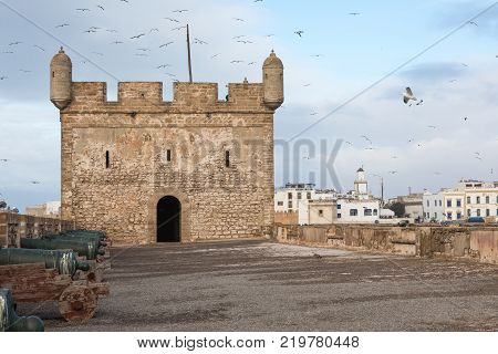 Sqala Du Port, A Defensive Tower At The Fishing Port Of Essaouira, Morocco