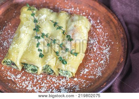 Canelloni Stuffed With Ricotta And Spinach