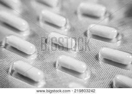 Medicine pills in packs pills in blister pack capsules and pill packed in blisters