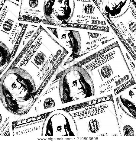 Financial concept of earnings, American dollars, background. Vector illustration.