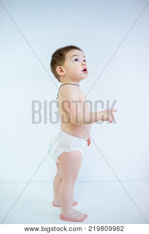 A portrait of a cute babu on a white background