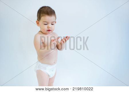 A portrait of a cute babu on a white background
