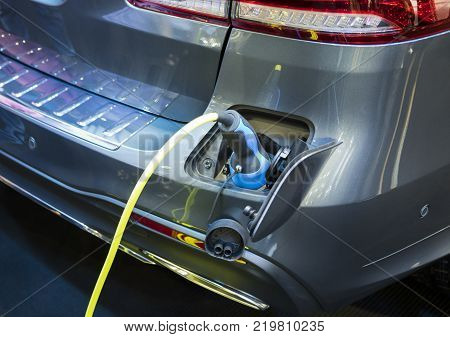The Electric Vehecle ( EV ) charger ; selective focus