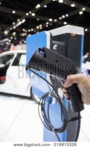 the Electric Vehecle ( EV ) charger ; selective focus