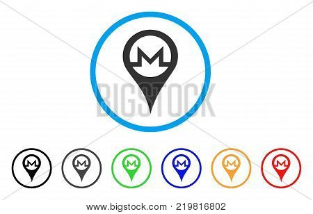 Monero Map Pointer rounded icon. Style is a flat grey symbol inside light blue circle with bonus color variants. Monero Map Pointer vector designed for web and software interfaces.