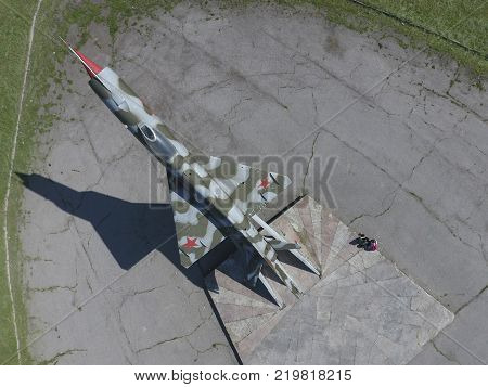 Monument to the fighter aircraft. Monument of military memory and glory.