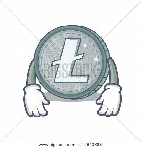 Tired Litecoin character cartoon style vector illustartion
