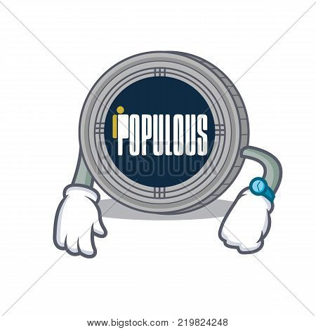 Waiting populous coin character cartoon vector illustration