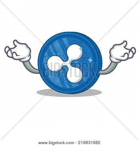 Hand up Ripple coin character cartoon vector illustration