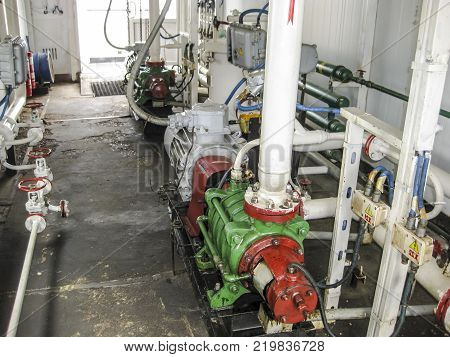 Centrifugal oil pump. Pumping water treatment module. Oil equipment