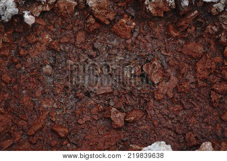 Deserted terrestial planet in orange colors soil