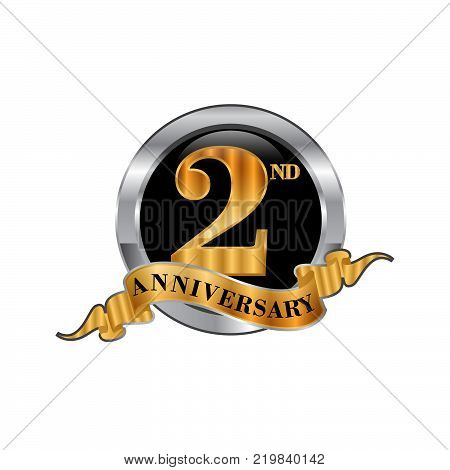 2th anniversary golden label set celebrating 2 years anniversary signs set vector illustration,eps 8,eps 10