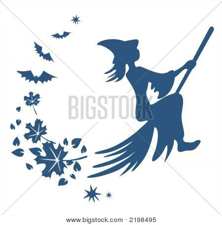 Flying Witch Silhouette