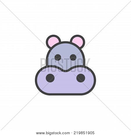 Hippopotamus head filled outline icon, line vector sign, linear colorful pictogram isolated on white. Behemoth face symbol, logo illustration. Pixel perfect vector graphics