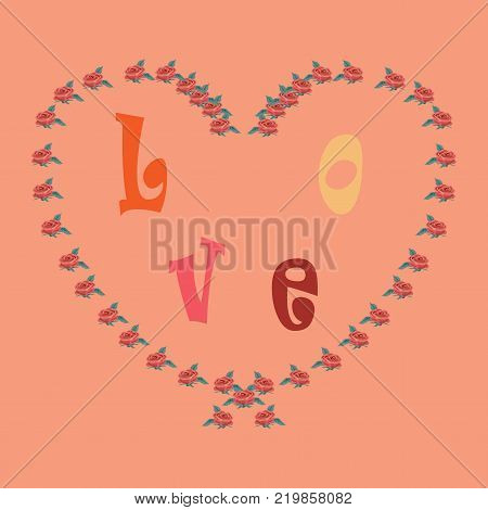 Love in heart of rose card. Fashion graphic background design. Modern stylish abstract geometrical colotful sign. Template for prints textiles wrapping wallpaper card etc. Vector illustration