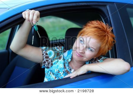 New Driver With Key From New Car