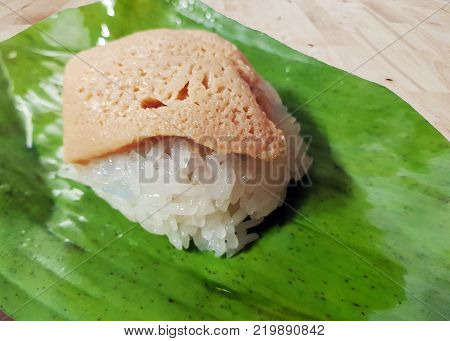 Sweet Sticky Rice (thai Traditional Dessert Food) Consisting Of Glutinous Rice