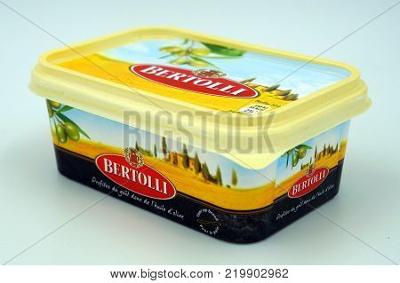 Amsterdam, The Netherlands - December 28, 2017: Package of Bertolli margarine.