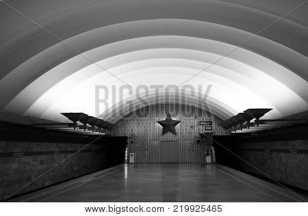 Metro station Ploshchad Muzhestva in St. Petersburg, Russia